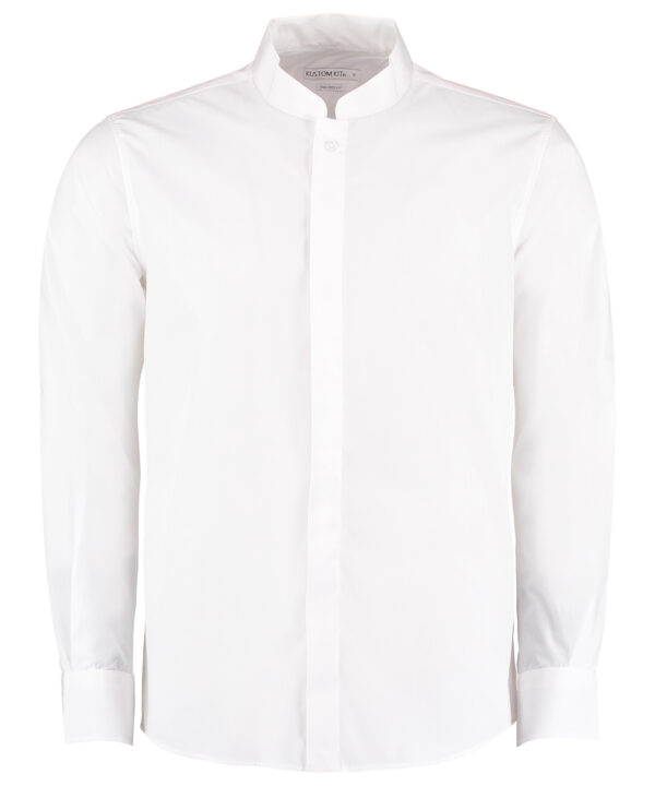 White Mandarin collar shirt long-sleeved (tailored fit) KK161WHITS