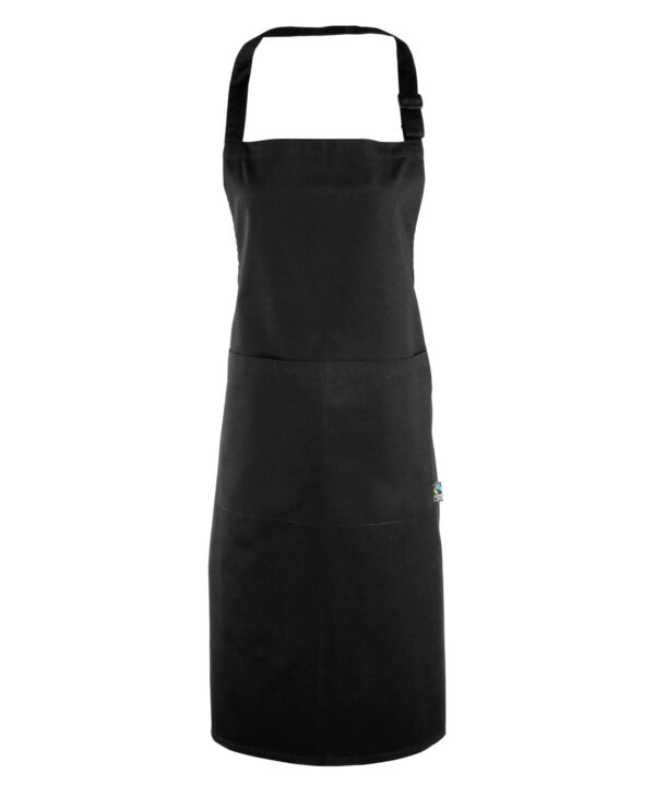 Black Cotton bib apron, organic and Fairtrade certified PR112BLAC