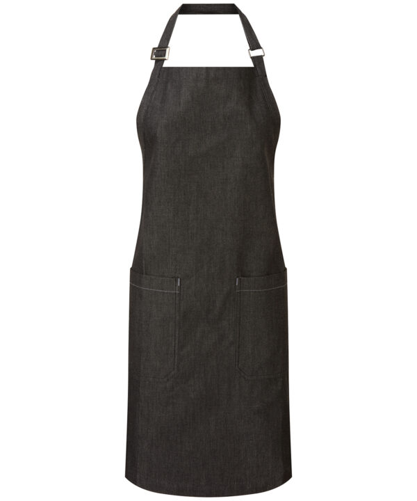 Black Cotton denim bib apron, organic and Fairtrade certified PR113BKDE0